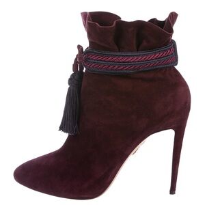 Aquazzura Shanty Tassel Boots Burgundy with Tassels